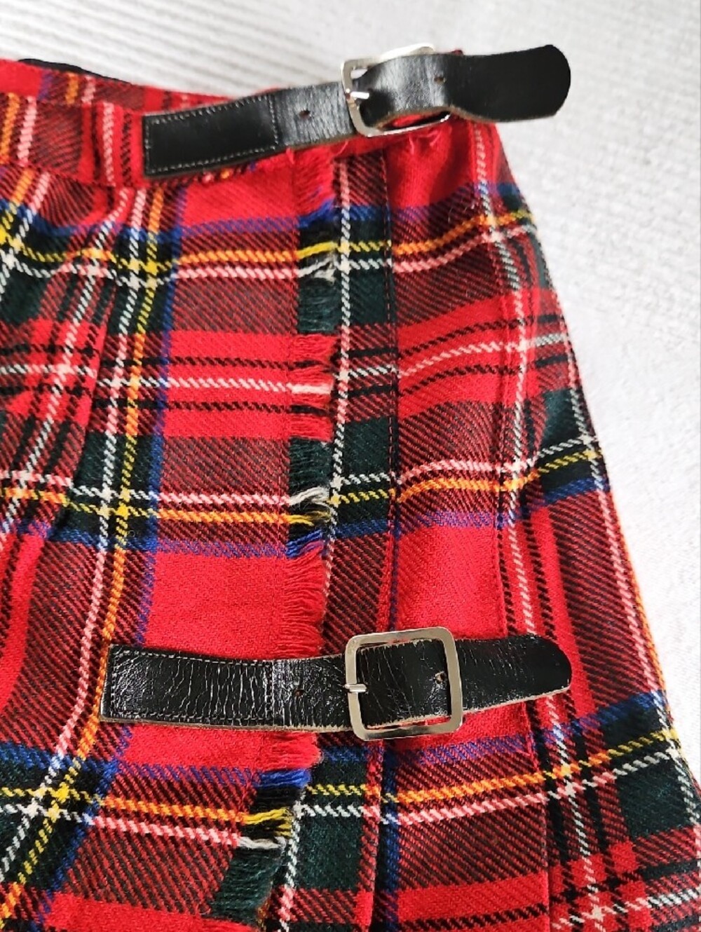 Thompson Red Tartan Skater Skirt with Buckle Straps - Picture 3 of 4